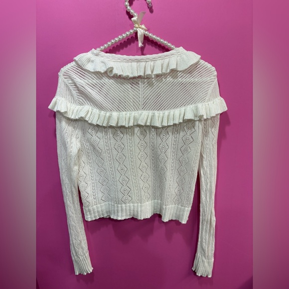 Love Shack Fancy Hayden Cardigan White Ruffle - Picture 4 of 4